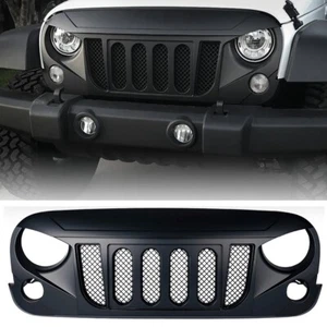 Parrilla delantera negra parachoques capó rejilla rejilla rejilla para Jeep Wrangler JK JKU 2007-18 - Imagen 1 de 7