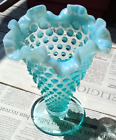 Vintage - Fenton - Blue - 6" - Hobnail - Vase - Opalescent