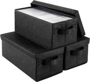 CD Storage Box, DVD Storage Case 13.2 X 5.9 X 5.3 Inch CD Case Storage with Lids - Picture 1 of 7