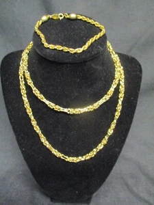 2 pc. Vintage Gold Tone Heavy Chain 30" Necklace & 6" Bracelet - Picture 1 of 6