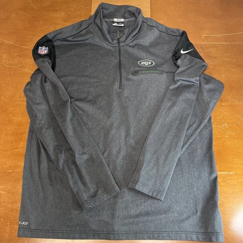 New York Jets Sweater Mens Extra Large Gray 1/4 Zip Pullover Nike NFL Football Cover