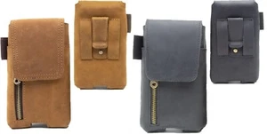 Leather Phone Holster, Cell Phone Holster for Belt, Flip Cell Phone Case Pouch - Picture 1 of 13