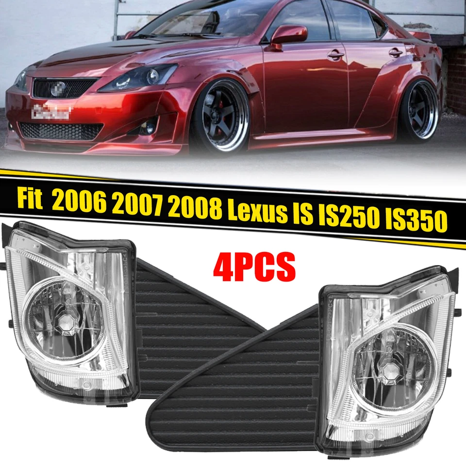 4Pcs For LEXUS IS250 IS350 06-08 Fog Lights & Fog Light Cover Cap Trim W/ Bulbs - Image 1 of 4