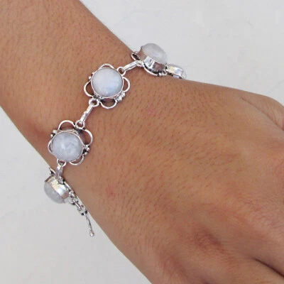 Handmade jewellery silver overlay Moonstone Cabochon love bracelet jewelry - Image 1 of 4