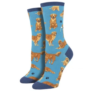Socksmith Women's Crew Socks Labrador Golden Retrievers Puppy Dogs Fun Footwear - Picture 1 of 1