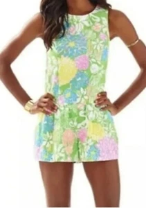 Lilly Pulitzer Gretchen Floral Colorful Romper Size 0 Hibiscus Stroll Print - Picture 1 of 9