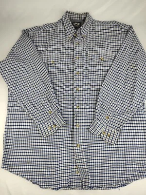 Roper Western Shirt Mens 1XT Button Down Collared Long Sleeve Plaid Blue White - Image 1 of 4