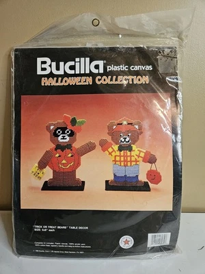 Bucilla Plastic Canvas Halloween Collection Trick or Treat Bears Table Decor Vtg - Image 1 of 4