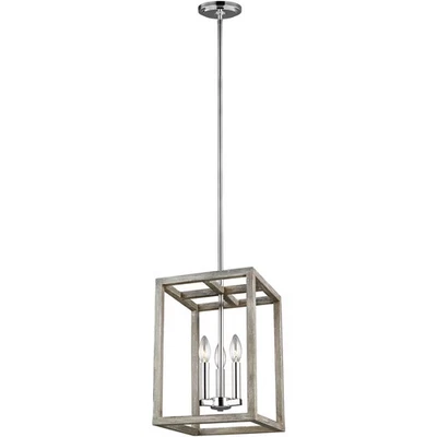 Washed Pine Three Light Hall   Foyer Pendant from the Moffet Street Collection - Image 1 of 2