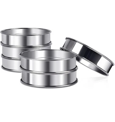 6 Pack 4 Inch Stainless Steel English Muffin Rings Double Rolled Crumpet Rings - Image 1 of 4
