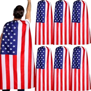 6 Pcs Independence Day American Flag Cape USA Patriotic Costume Cape Wearable... - Picture 1 of 7