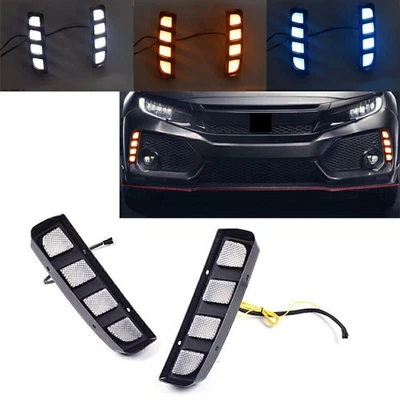 for Honda Civic 16-19 TYPE R Daytime Running Fog Light Turn LED DRL tricoloured - Image 1 of 4