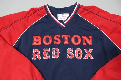 Chaqueta de los Medias Rojas de Boston para Hombres XL Azul Marino Rojo MLB Béisbol Pullover Rompevientos Cuello en V Foto 1 de 4
