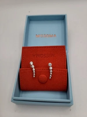 MISSOMA Tennis Climber Earrings CZ Rhodium Plated Recycled Sterling New In Box - Image 1 of 4