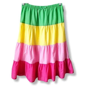 Gymboree Girls Boho Tiered Color Block Midi Skirt 10 Colorful Peasant Cotton - Picture 1 of 8