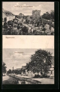Appenweier, Ansichtskarte, Partie an der Bahnhofstraße und Straßenpartie 1915 - Picture 1 of 2