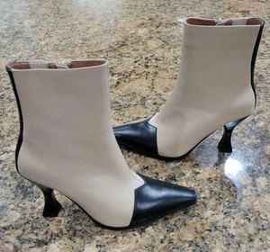 Jeffrey Campbell + Free People Pink & Black Booties Cone Heels Women's Shoes 6 - Picture 1 of 12