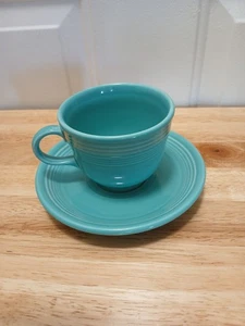 Fiesta Ware Türkis Türkis Türkis Teetasse und Untertasse Made in USA Kaffeetasse Becher Aqua  - Bild 1 von 7