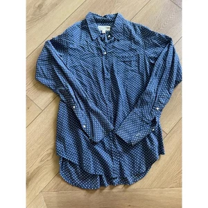 Nili Lotan Blue Polka Dot Long Sleeve Button Down Shirt Top Womens Size S - Picture 1 of 6