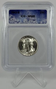 1943-S Washington Silver Quarter MS66 DDO S/S RPM Brilliant Uncirculated - Picture 1 of 7