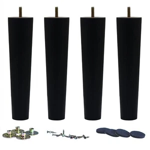 10" Solid Wood Replacement Furniture Legs Round Sofa Couch Chair Legs Set of 4 - Picture 1 of 4