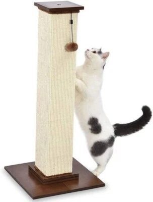 NUEVO EN CAJA Poste Rascador Gato Madera Premium 35" Alto con Juguete y Base 16"X16" Foto 1 de 2