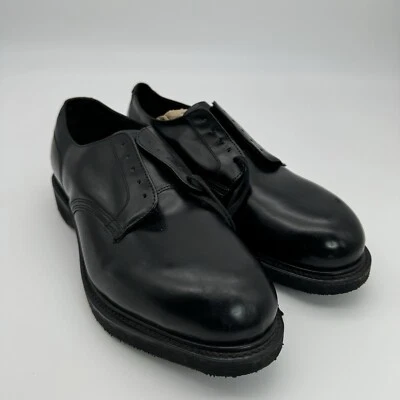 NOS VTG 60S 70S HY-TEST BLACK LEATHER OXFORD SAFETY SHOES MENS 11 D UNION MADE - Image 1 of 4