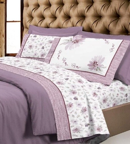 COMPLETO LENZUOLA FLANELLA SUPER EUROPA MARGHERITA FIORI ROSA MADE ITALY - Immagine 1 di 1