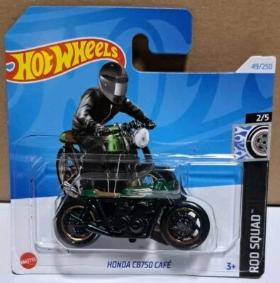 Hot Wheels 2024 HW Rod Squad 1970s Honda CB750 Cafe Racer Motorbike Met. Green  - Image 1 of 4