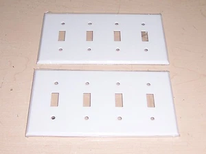Lot Of 2 Steel White 4 Gang Toggle Wall Plate United Electric US86074 - Picture 1 of 2