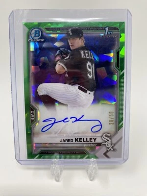 2021 Bowman Chrome Jared Kelley Green Atomic 1st Bowman Auto /50 #BSPA-JK - Image 1 of 2