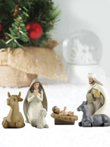 Set Of 10 Beige Nativity Home Ornament For Garden Indoor Outdoor. - Picture 1 of 10