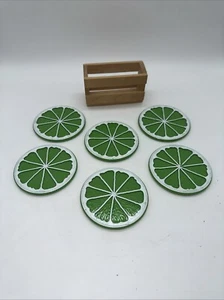 Posavasos de plástico vintage para rebanadas de fruta naranja limón y lima 6 piezas - Imagen 1 de 5