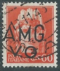 1945-47 TRIESTE AMG VG USATO IMPERIALE 60 CENT VARIETà LETTERA G CHIUSA - RA14 - Foto 1 di 1