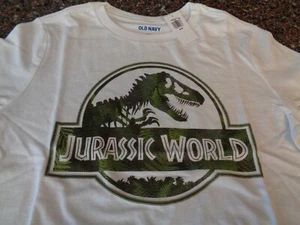 Old Navy Jurassic World 🦖 Youth Medium SS T-Shirt White Dinosaur T-Rex New - Picture 1 of 5