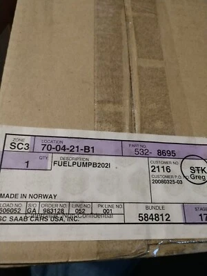 NEW OE Saab 900 1989 9000 1985 to 1989 Fuel Pump 5328695 W/ Factory Tool 8394397 - Изображение 1 из 4