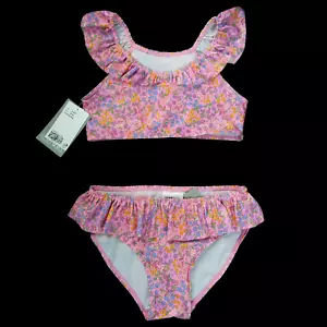 H&M Bikini Girls Size 8-10y Pink Floral Print Ruffle Stretch Beach Pool NWT - Picture 1 of 7