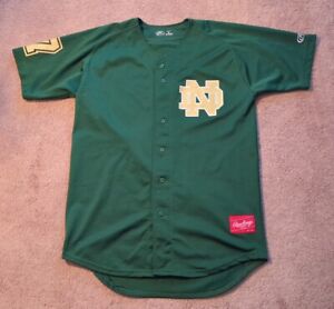 Large Notre Dame University Fighting Irish Rawlings Green Baseball Jersey #7