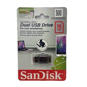 SanDisk Ultra Dual USB Drive – 16GB – New – USB 2.0 & Micro USB for Android - Picture 1 of 10