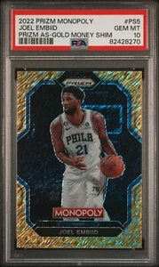 2022-23 Panini Prizm Monopoly JOEL EMBIID #PS5 Gold Money Shimmer /500 PSA 10 - Picture 1 of 5