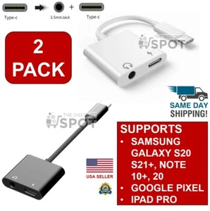 Charger and Headphone 2 in 1 USB Type C to 3.5mm Aux Audio Cable Cord Adapter 2P - Picture 1 of 15