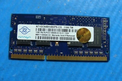 HP g6-1a19wm Nanya 1GB 1Rx16 PC3-10600S Memory RAM SO-DIMM NT1GC64BH4B0PS-CG - Image 1 of 2