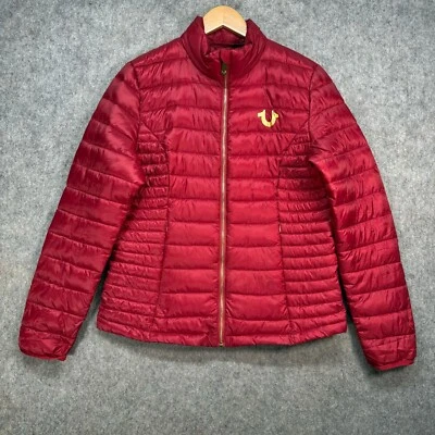 True Religion Jacket Womens Size UK 20 Red & Gold Puffer Coat Padded Short Zip - Image 1 of 4