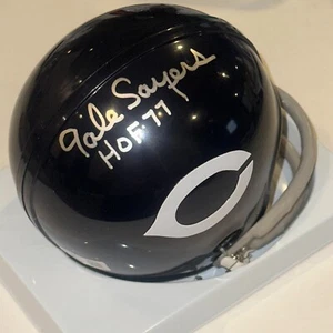 GALE SAYERS Signed Chicago BEARS VSR4 THROWBACK Mini-helmet w/ HOF Ins Beckett - Picture 1 of 6