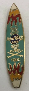 Hard Rock Cafe 1995 Pray for Surf Save the Planet Antique Vintage Pin Pinback - Picture 1 of 2