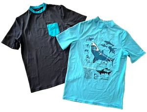 LOT OF 2 Lands End Rash Guards Rashguards Swim Shirt Top YOUTH Medium 10-12 Boys - Picture 1 of 10