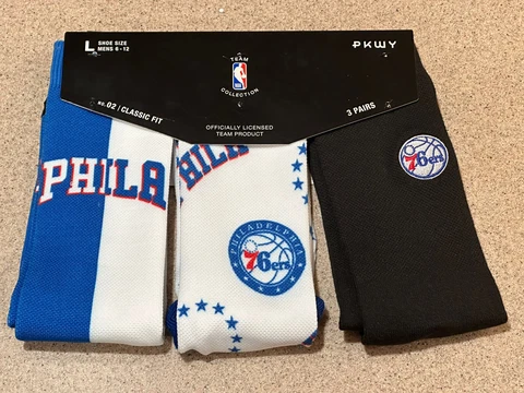 Philadelphia 76ers NBA Men's 3 -Pk PKWY Classic Fit Size Large (Shoe 6-12) NWT Cover