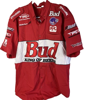 Vintage Nascar Racing Budweiser Bud Red White Authentic Men’s Size Large - Image 1 of 4