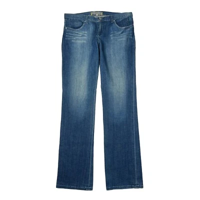 Pantalones de mezclilla de papel y tela Natalie tiro bajo pierna clavija lavado medio para mujer 32 Foto 1 de 4