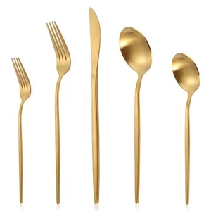 Matte Gold Silverware Set Stainless Steel Flatware Cutlery Set Service 12 60-Pie - Picture 1 of 6